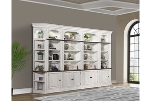 Provence 6 Piece Library Wall Open Bookcase in Vintage Alabaster