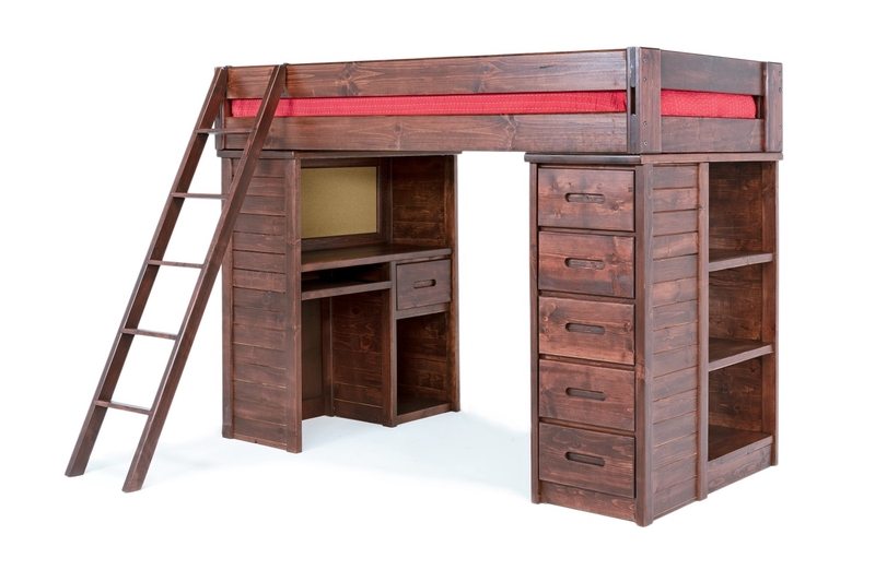 Young Pioneer Student Loft Bed w/ Storage in Cinnamon, Twin, Image 1 Young Pioneer Student Loft Bed w/ Storage in Cinnamon, Twin, Image 1