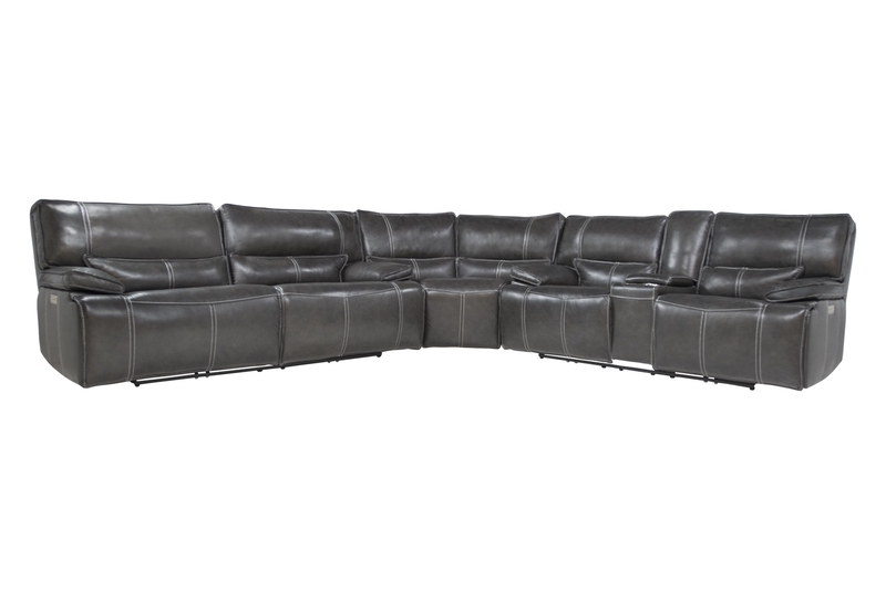 Sofia 3 Piece 3 Power Sectional in Gray Leather, Image 1 Sofia 3 Piece 3 Power Sectional in Gray Leather, Image 1