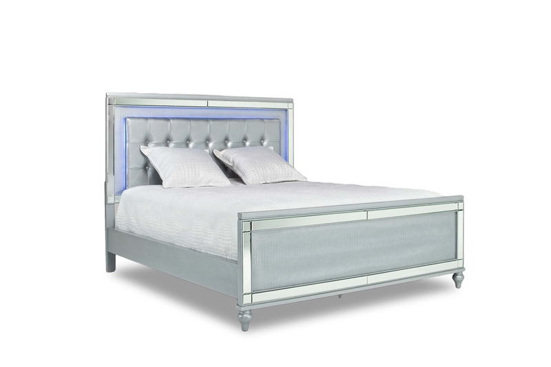 Valentino Panel Bed in Silver, Queen, Image 1 Valentino Panel Bed in Silver, Queen, Image 1